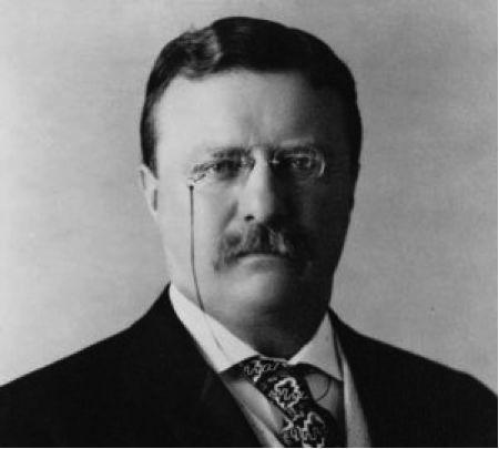 Theodore Roosevelt wearing pince nez glasses